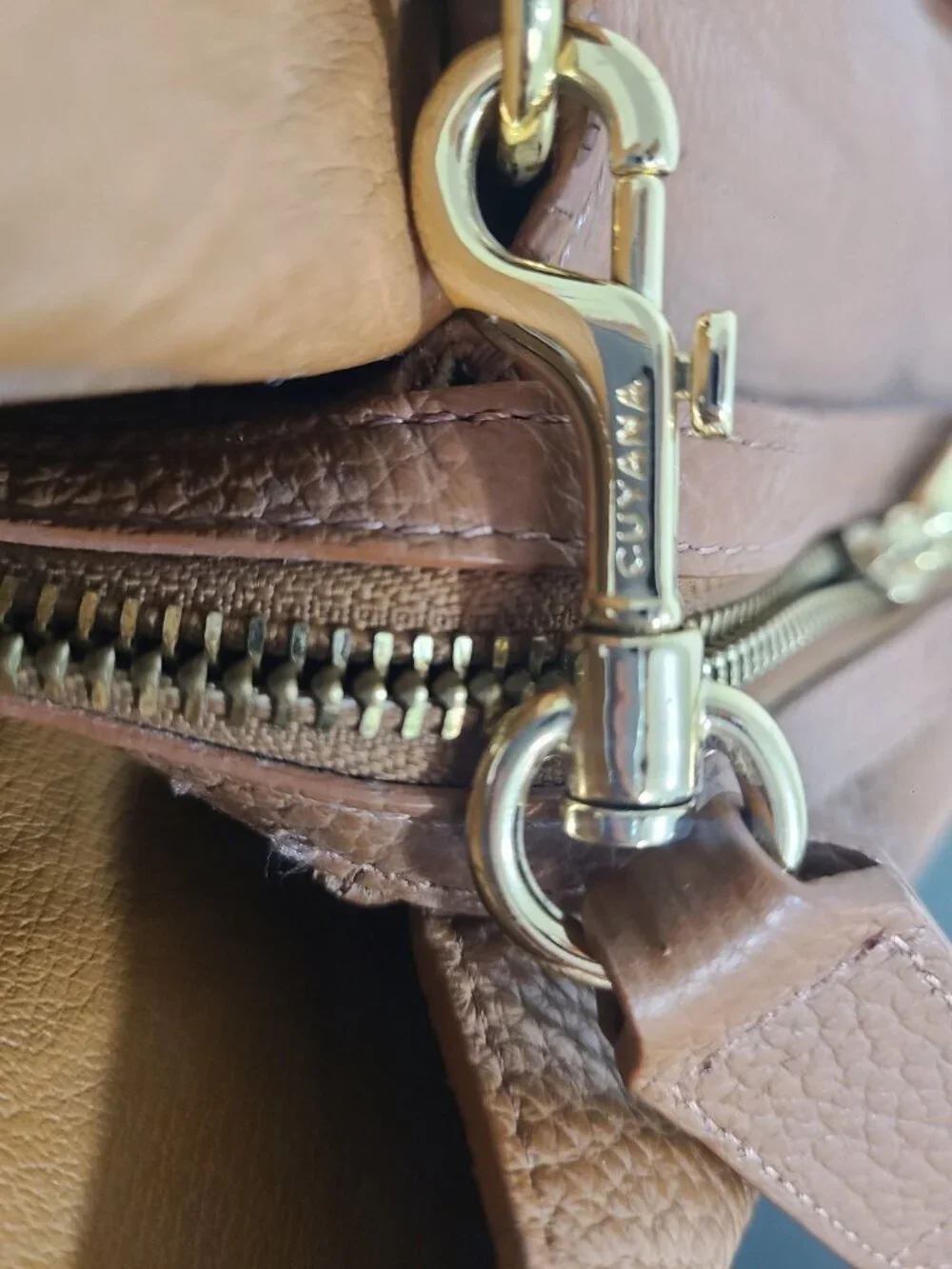 Cuyana Zippered Satchel Brown Pebble Leather